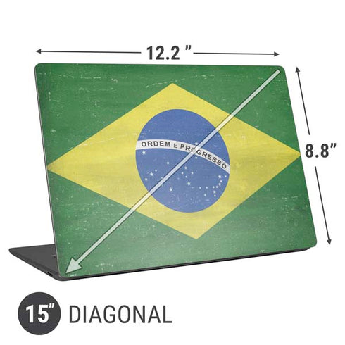 Brazil Flag Distressed Universal Laptop 15in (12.2 x 8.8in) Skin